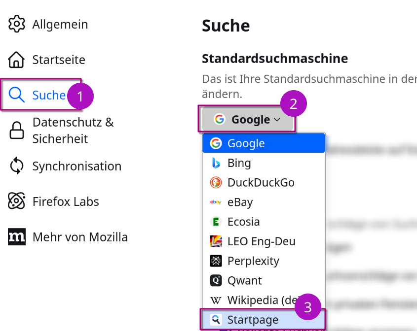 Suchmaschine Startpage als Standart festlegen Schritt 2