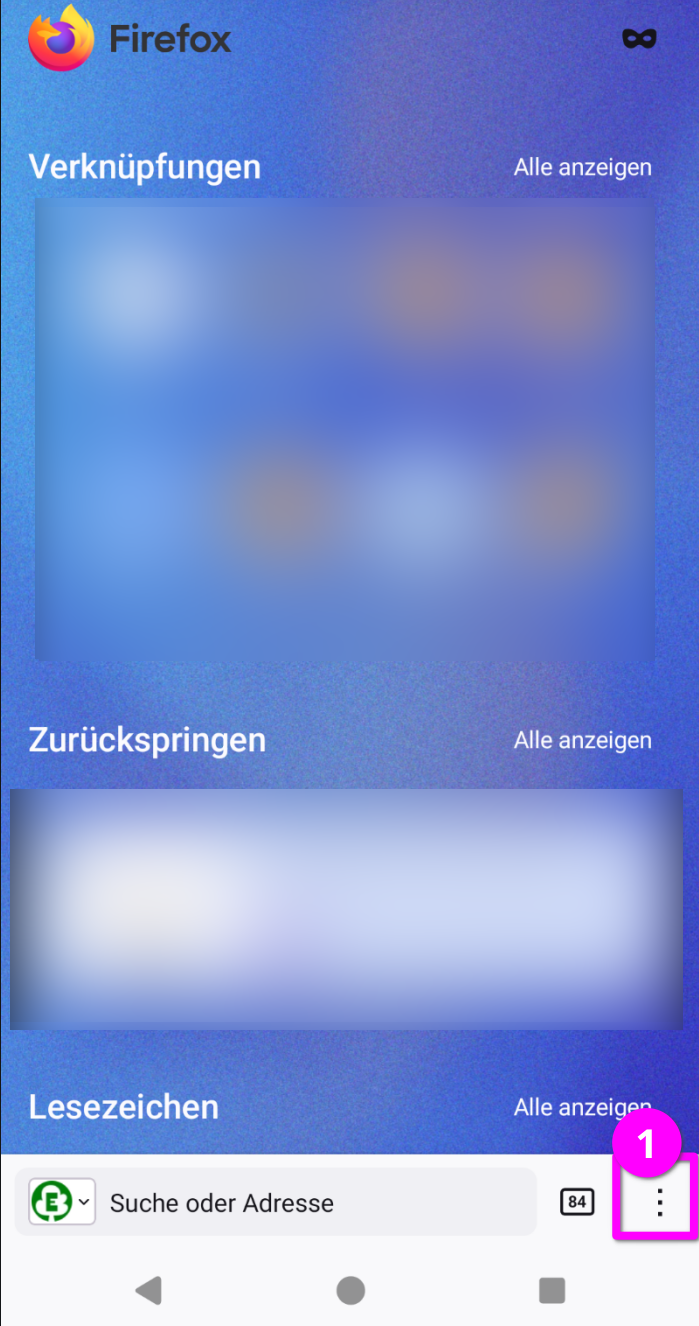 Suchmaschine ändern in Firefox für Android Schritt 1
