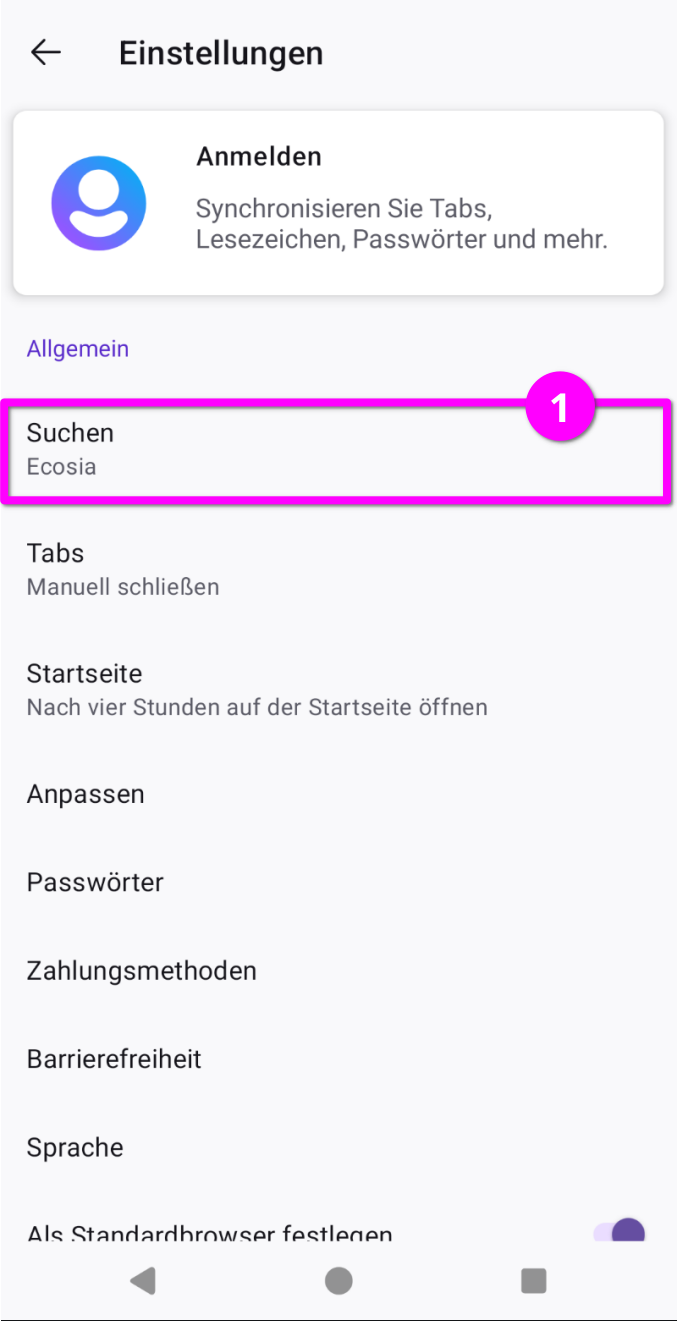Suchmaschine ändern in Firefox für Android Schritt 3