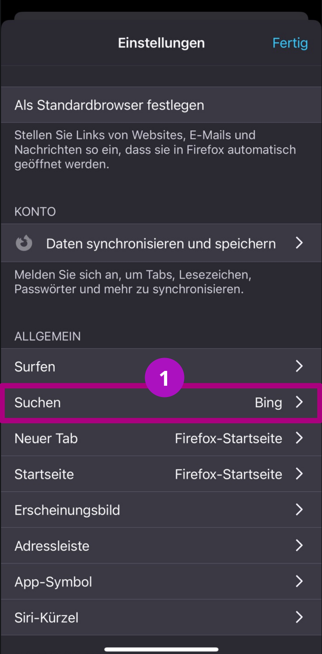Suchmaschine Startpage als Standart festlegen iPhone Schritt 3