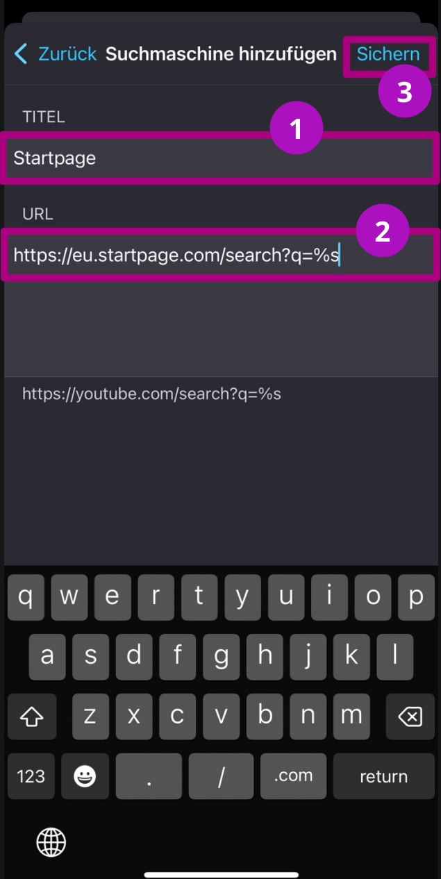 Suchmaschine Startpage als Standart festlegen iPhone Schritt 5