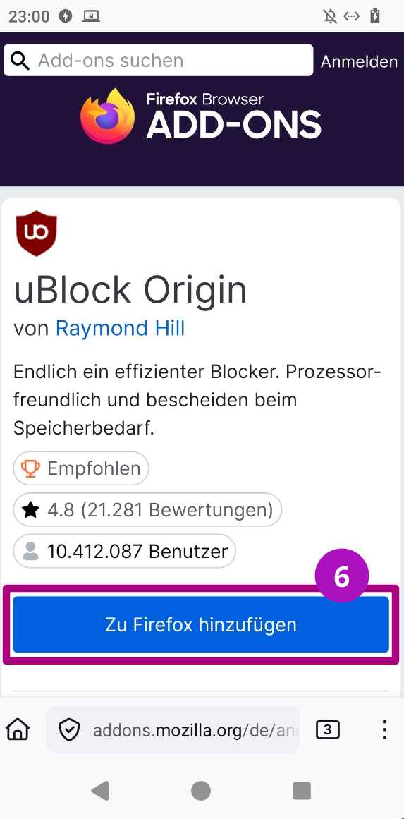 Werbeblocker zu Firefox hinzufügen Android Teil 5