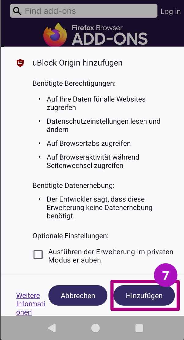 Werbeblocker zu Firefox hinzufügen Android Teil 6