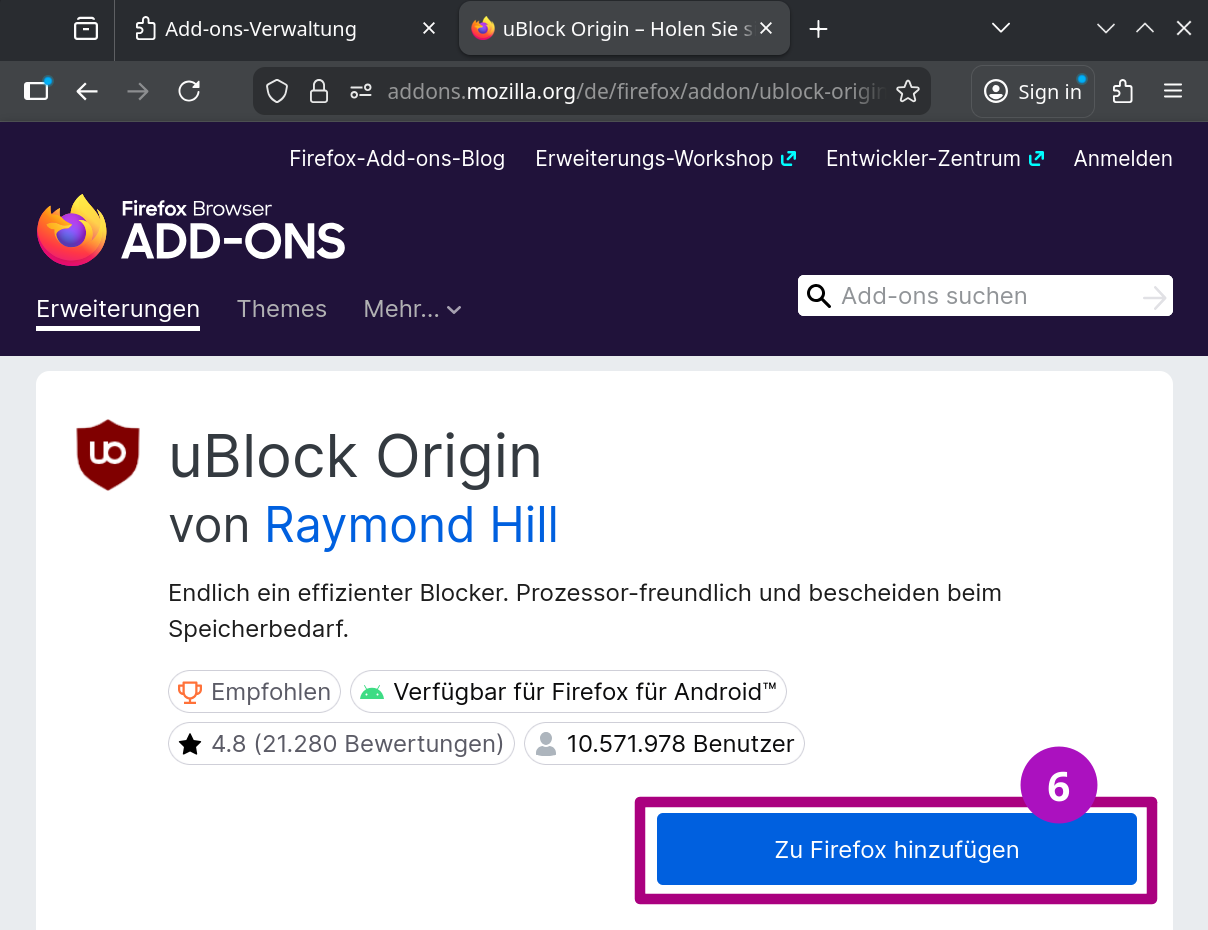 Werbeblocker zu Firefox hinzufügen Computer Teil 4