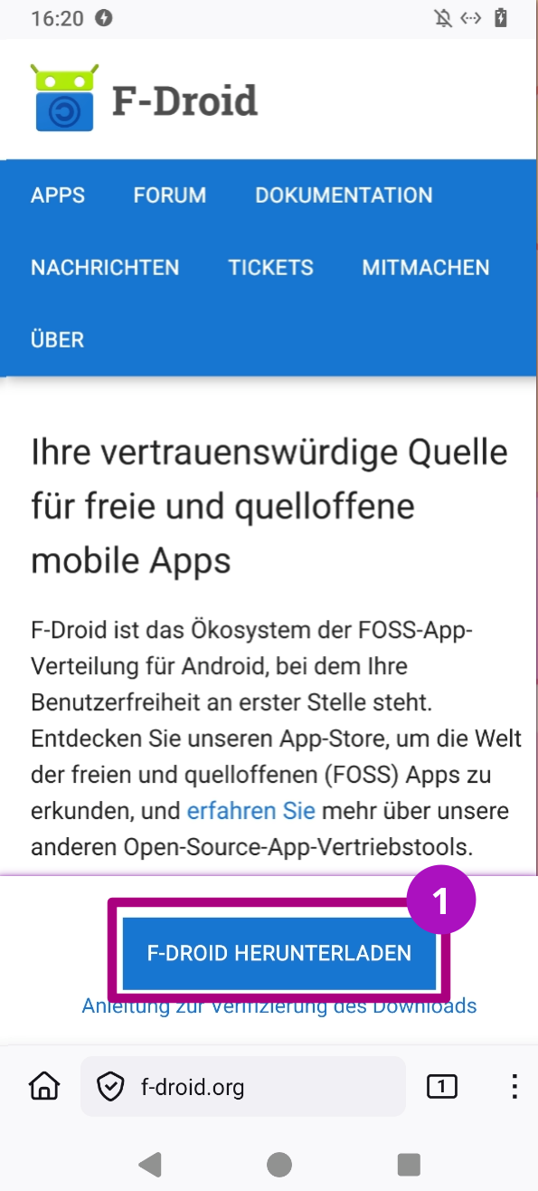 F-Droid Store auf dem Android installieren Schritt 01