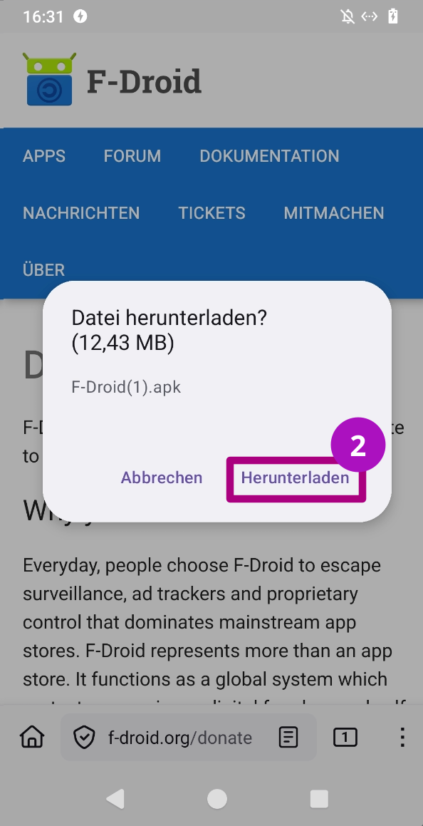 F-Droid Store auf dem Android installieren Schritt 02